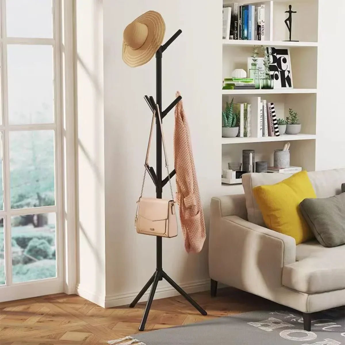 Clothes and Hats Rack Floor To Floor Bedroom Coat Hook Bedroom Vertical Tree Branch Shape Holder Hat Scarf Handbag Storage Hange - Chic Cart