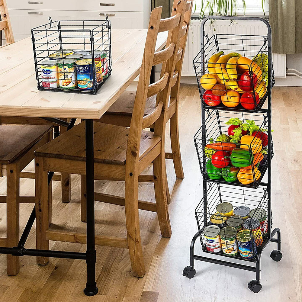 STORFEX 3-Tier Kitchen Storage Rack Removable Vegetable Cart