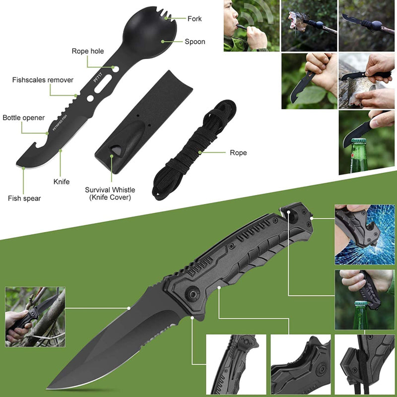 39in1 Tactical Emergency Survival Kit Outdoor Hiking Camping SOS Tool Equipment