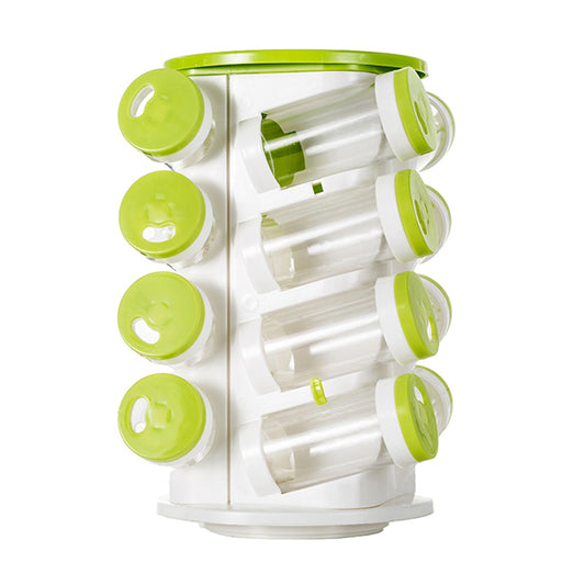 Revolving Spice Rack Tower Transparent Rotating Seasoning Storage Organizer