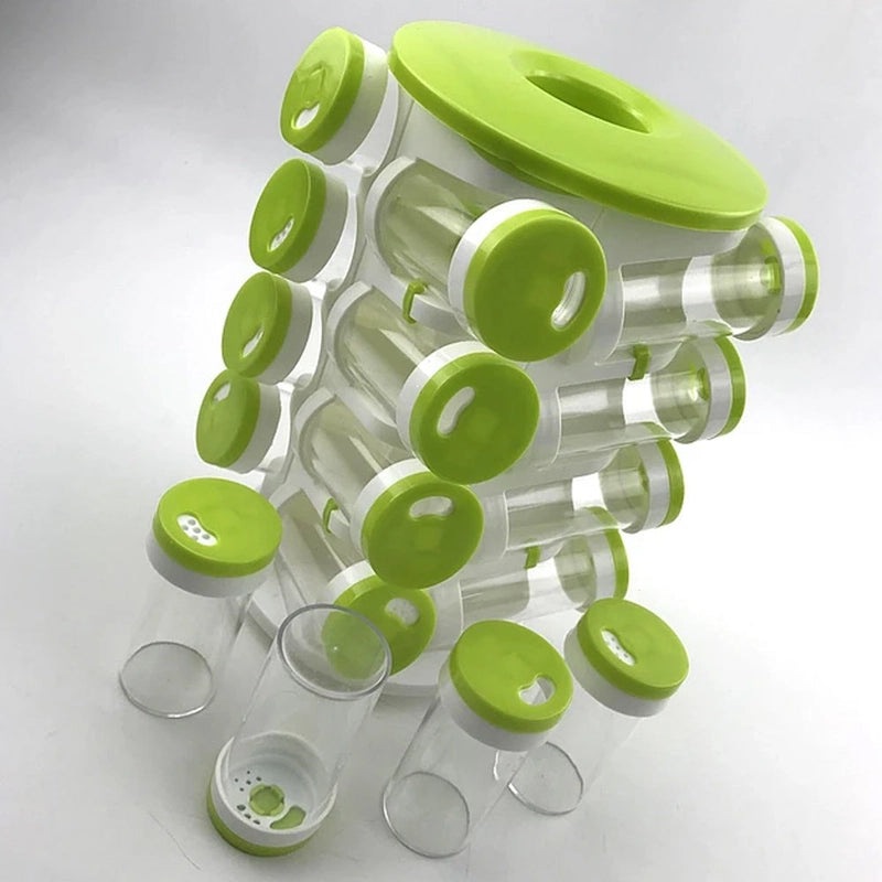 Revolving Spice Rack Tower Transparent Rotating Seasoning Storage Organizer