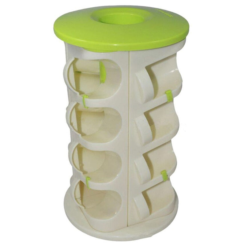 Revolving Spice Rack Tower Transparent Rotating Seasoning Storage Organizer