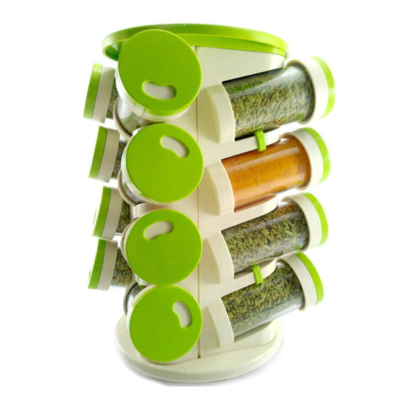 Revolving Spice Rack Tower Transparent Rotating Seasoning Storage Organizer