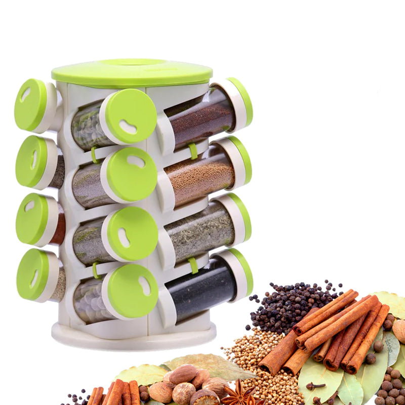 Revolving Spice Rack Tower Transparent Rotating Seasoning Storage Organizer