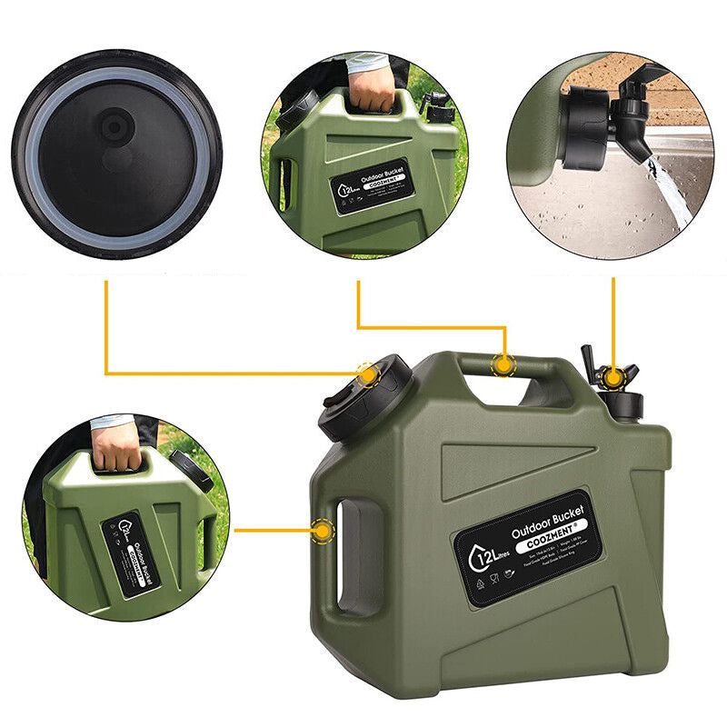 12L Capacity Portable Water Storage Container for Outdoor Camping Caravan