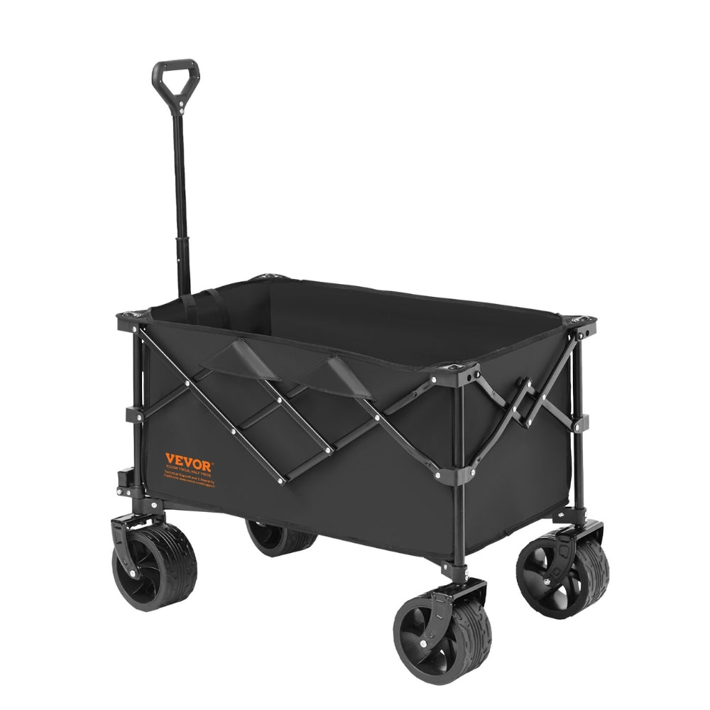 Collapsible Folding Wagon Beach Wagon Cart with All-Terrain Wheels Drink Holders