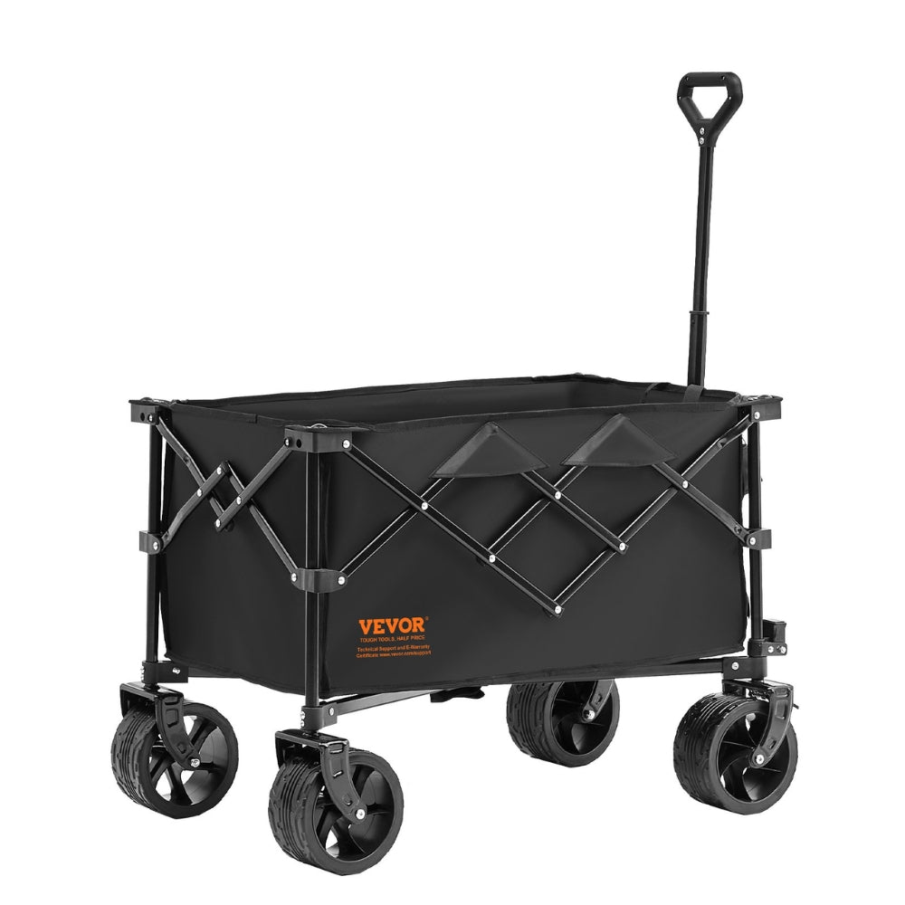 Collapsible Folding Wagon Beach Wagon Cart with All-Terrain Wheels Drink Holders