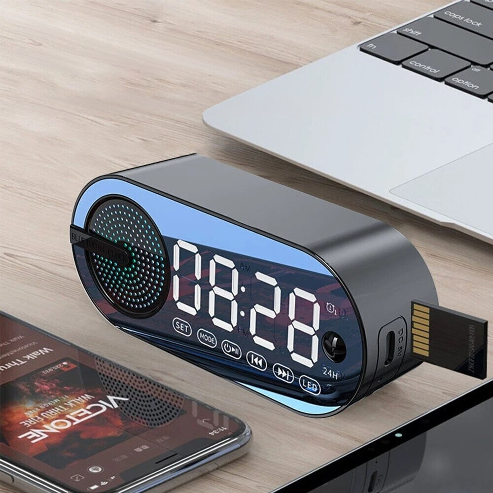 RGB Bluetooth Speaker Alarm Clock with TWS and Large Display