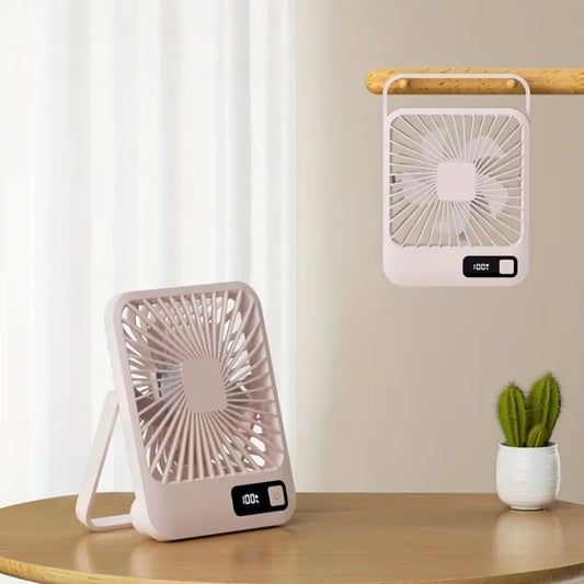 USB Rechargeable Desk Fan with 5 Speeds and Power Display