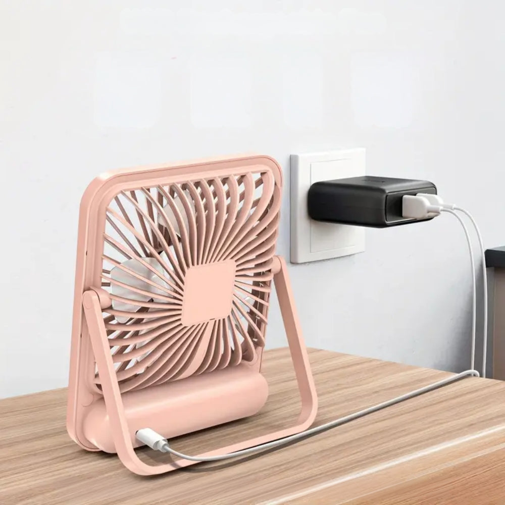 USB Rechargeable Desk Fan with 5 Speeds and Power Display