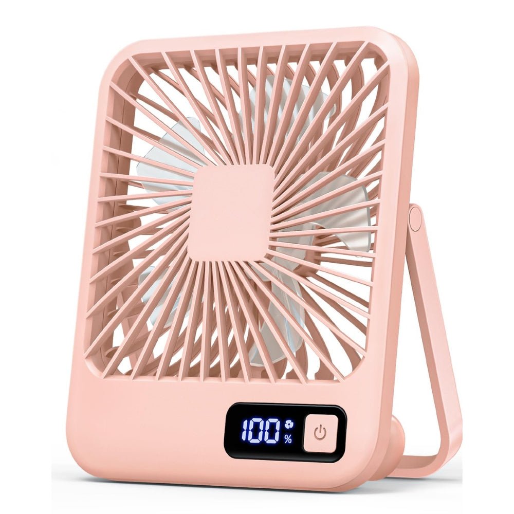 USB Rechargeable Desk Fan with 5 Speeds and Power Display