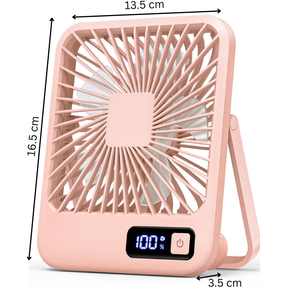 USB Rechargeable Desk Fan with 5 Speeds and Power Display