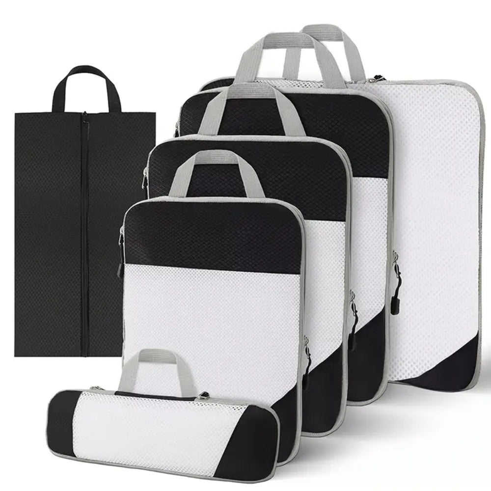 6Pcs Packing Cubes Luggage Storage Organizer Travel Compression Suitcase Bags