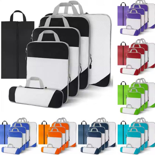 6Pcs Packing Cubes Luggage Storage Organizer Travel Compression Suitcase Bags