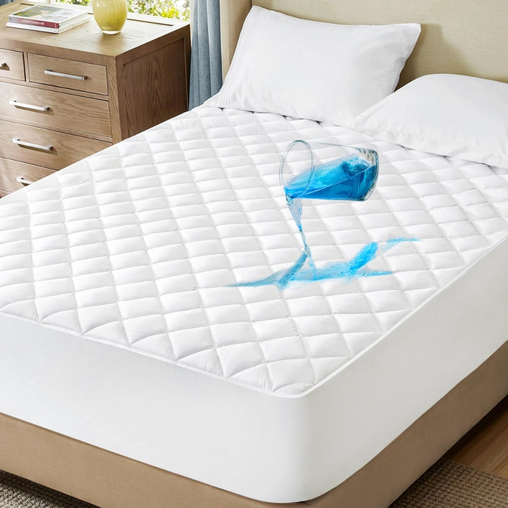 Luxury Fitted Quilted Cotton Cover Mattress Protector Topper