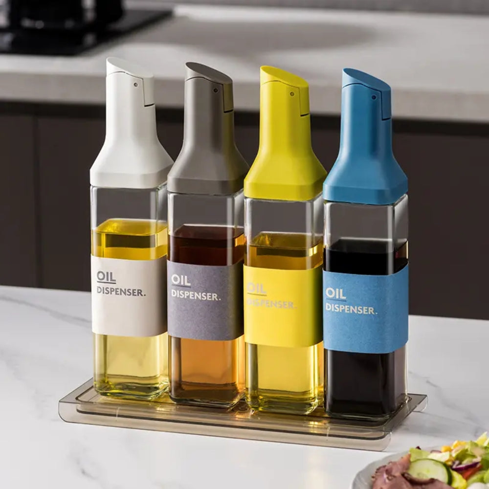 Oil Dispenser Bottle for Kitchen Auto Flip Dispenser Glass Cruet