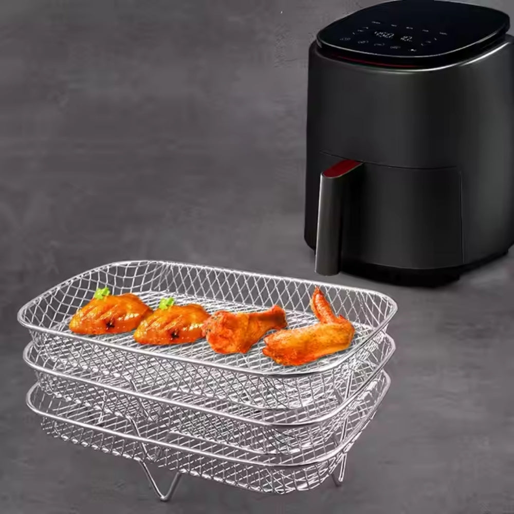 3 Layers Air Fryer Rack Stackable Grilling Rack Stainless Steel