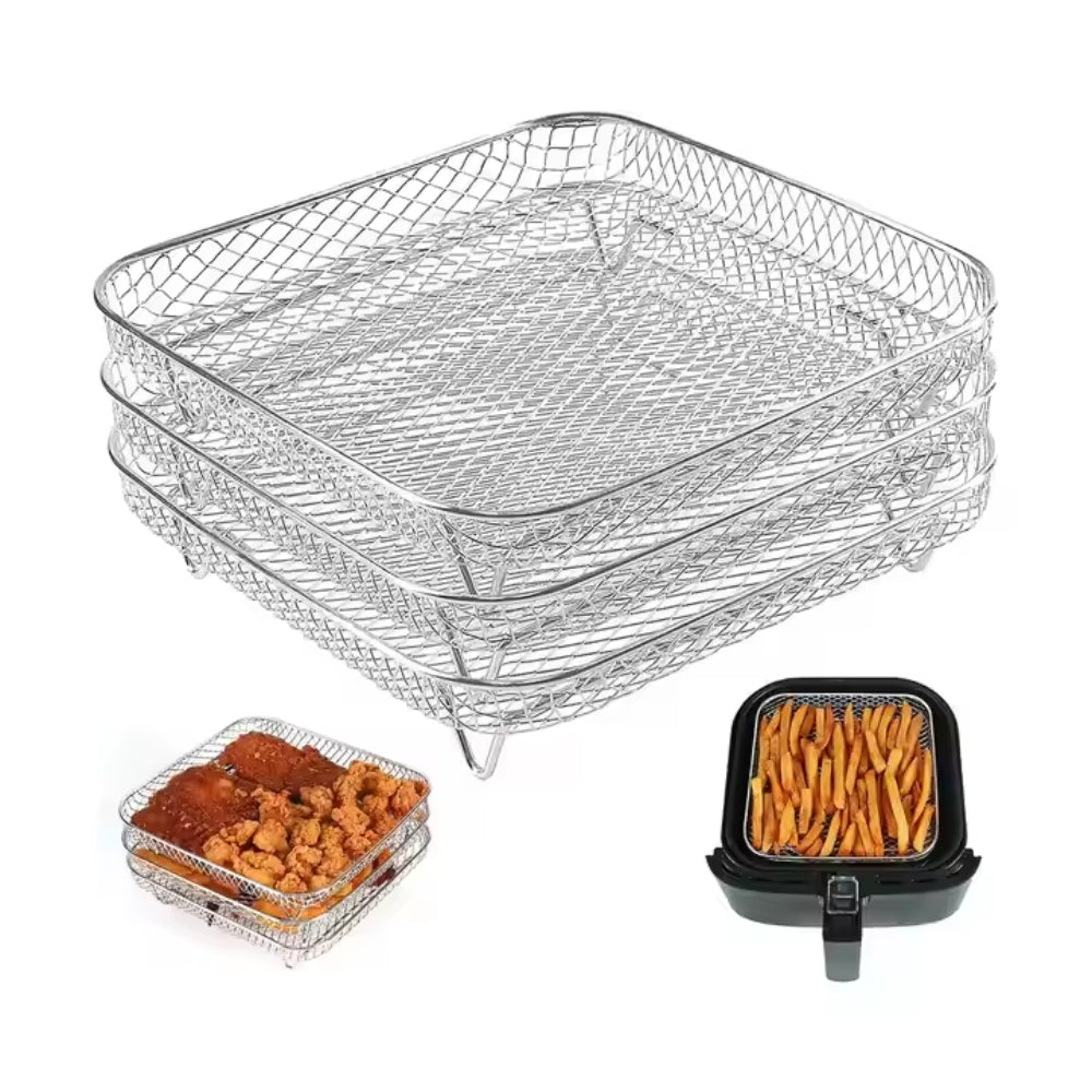 3 Layers Air Fryer Rack Stackable Grilling Rack Stainless Steel