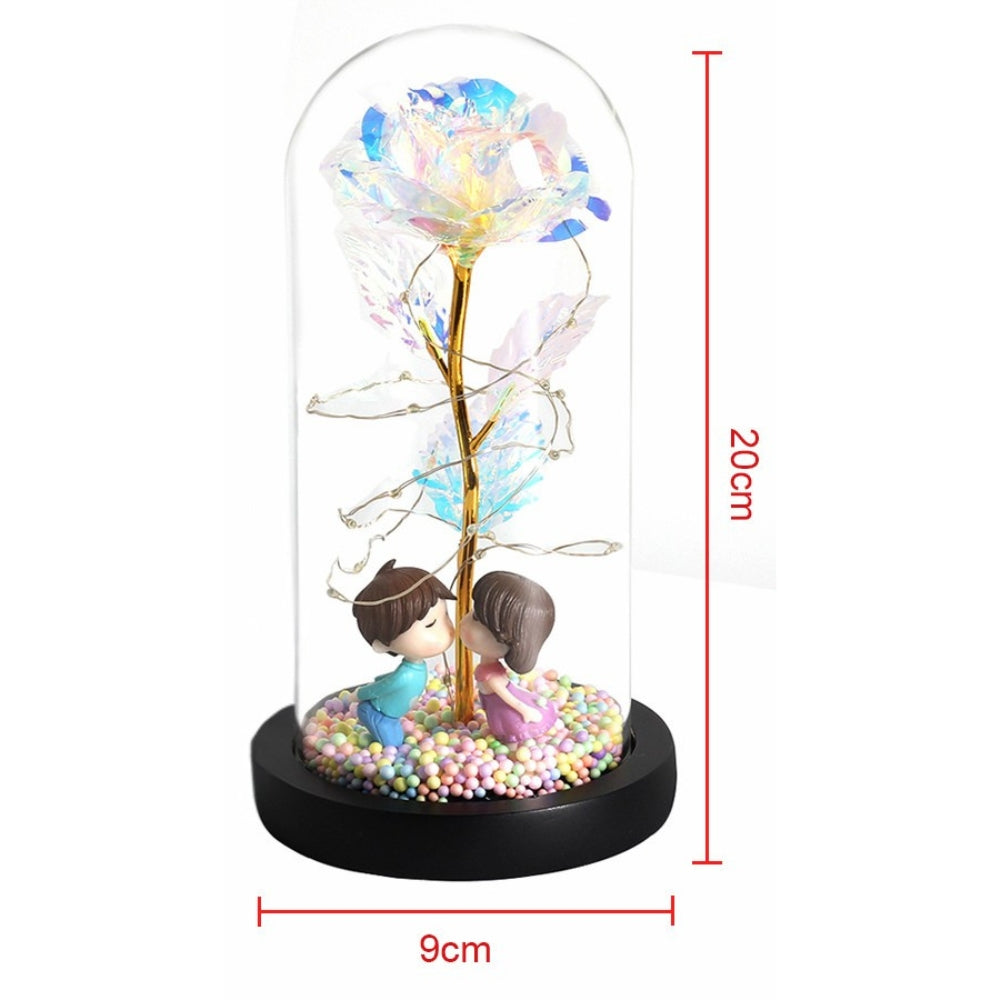 LED Glass Dome LED Enchanted Galaxy Rose with Fairy Lights in Dome