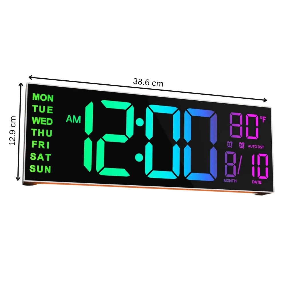 Large Digital Wall Clock with Remote Control 8 RGB Colors Digital Alarm Clock