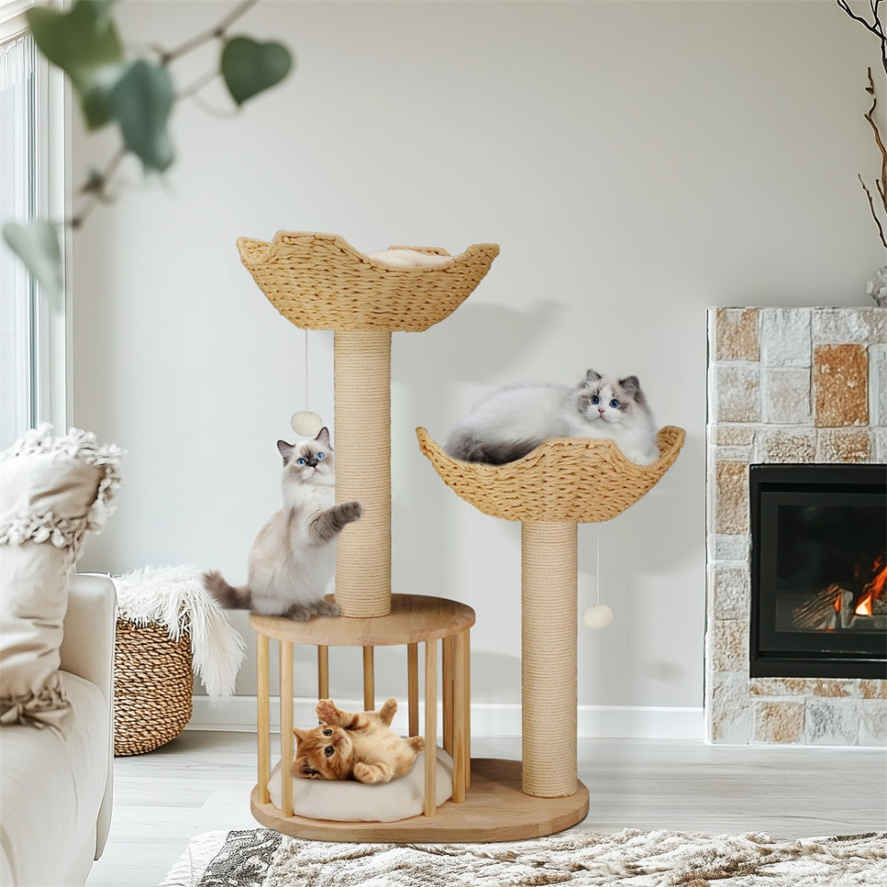 3 Tier Cat Climbing Tree Indoor Kittens Activity Center Tower with Scratching Post