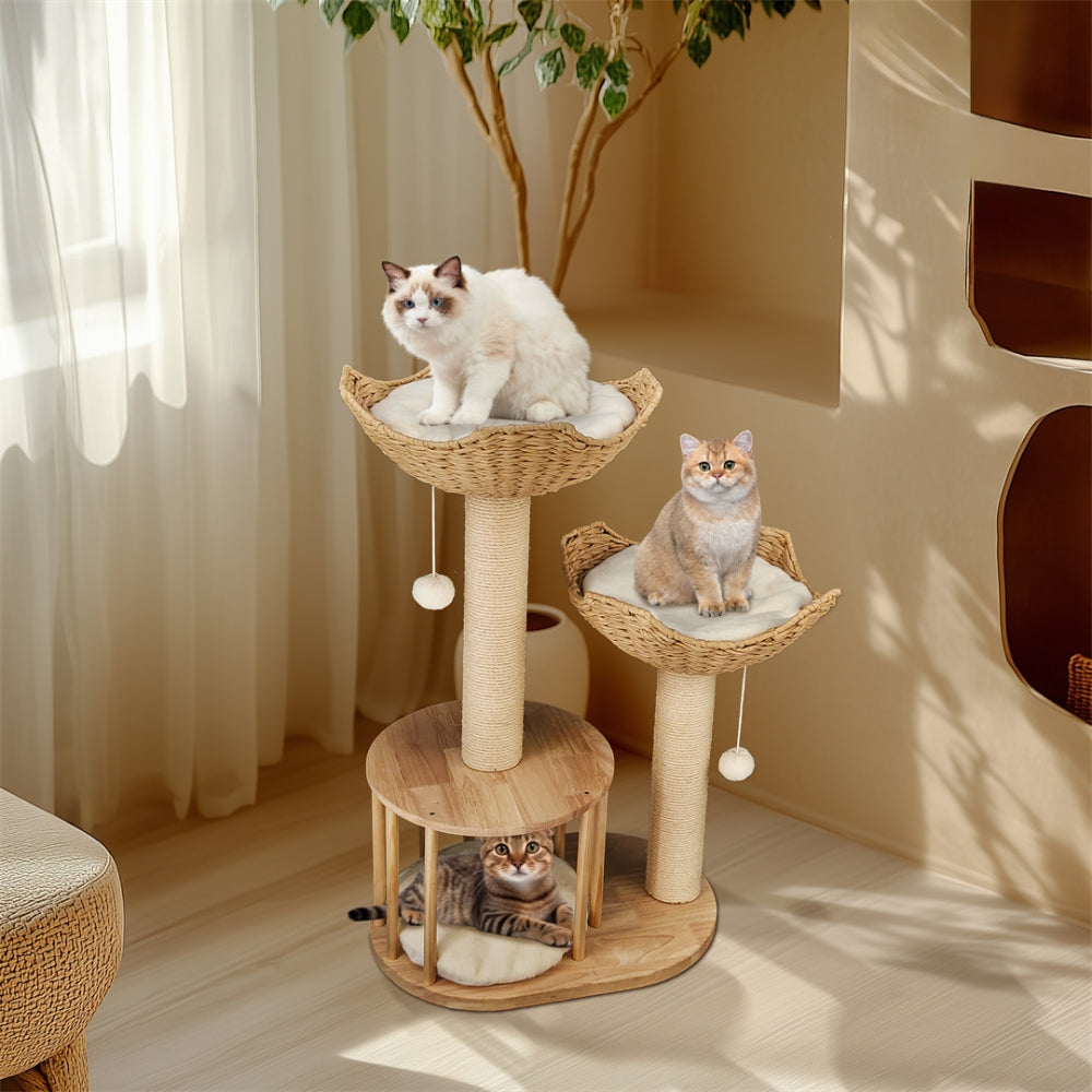 3 Tier Cat Climbing Tree Indoor Kittens Activity Center Tower with Scratching Post