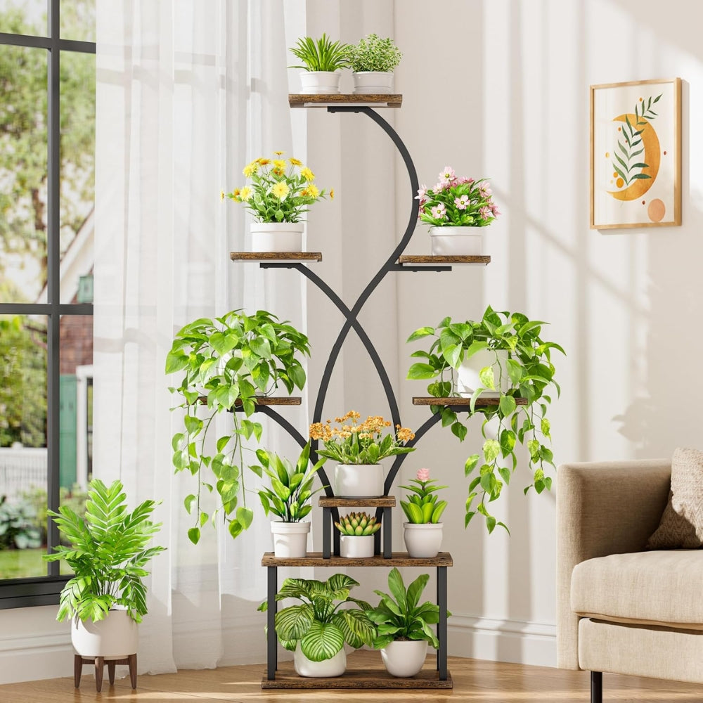 Tree Shaped Industrial Plant Stand Display Rack Corner Flower Holder