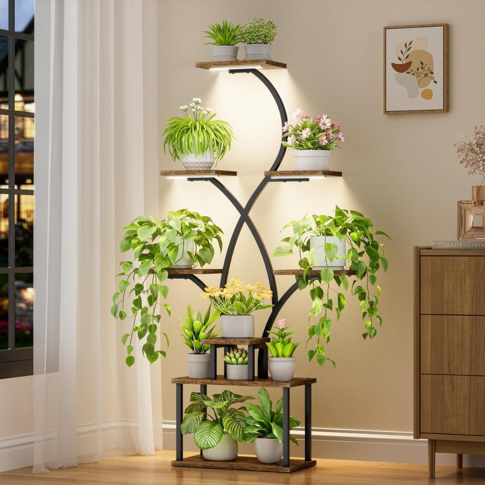 Tree Shaped Industrial Plant Stand Display Rack Corner Flower Holder