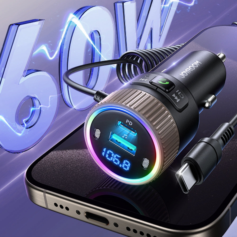 60W Car Wireless FM Transmitter with Car Charger