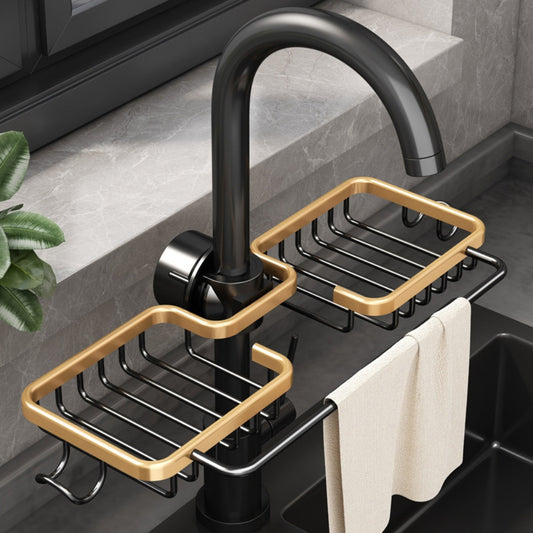 Kitchen Space Aluminum Sink Drain Rack Sponge Storage Faucet