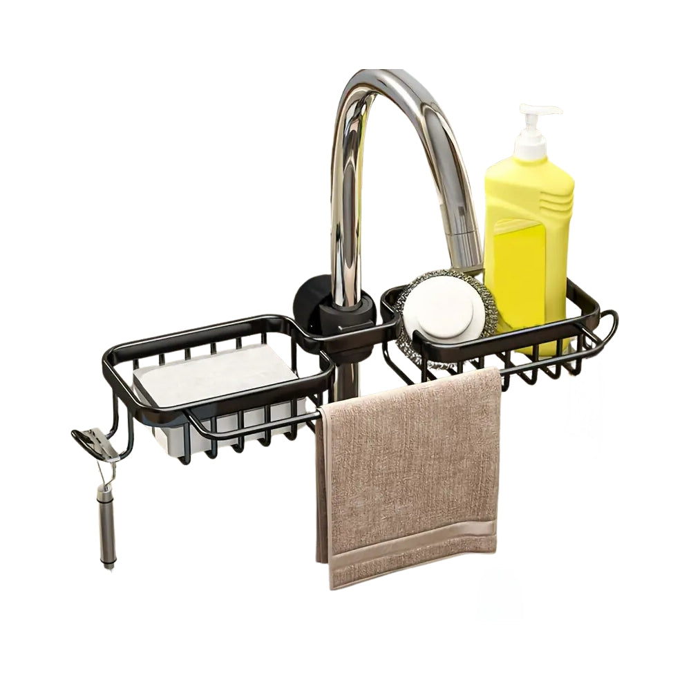 Kitchen Space Aluminum Sink Drain Rack Sponge Storage Faucet