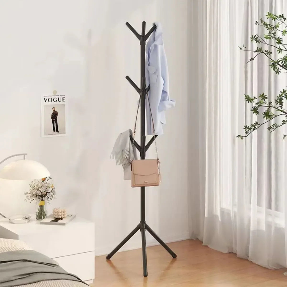 Clothes and Hats Rack Floor To Floor Bedroom Coat Hook Bedroom Vertical Tree Branch Shape Holder Hat Scarf Handbag Storage Hange - Chic Cart