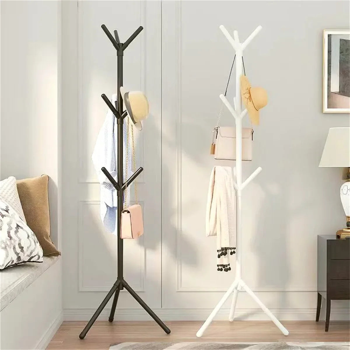 Clothes and Hats Rack Floor To Floor Bedroom Coat Hook Bedroom Vertical Tree Branch Shape Holder Hat Scarf Handbag Storage Hange - Chic Cart