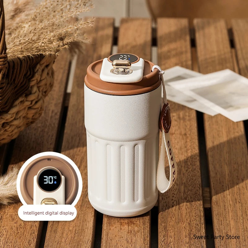 450ML Smart Travel Coffee Mug Display Led Temperature Thermos Mug Stainless Steel Insulated Thermos Bottle Portable Vacuum Flask - Chic Cart