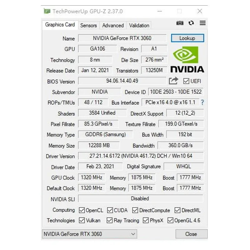 USED PELADN Original  Graphics Cards RTX 3060 12Gb/ 3060TI 8G GDDR6 GPU NVIDIA - Chic Cart