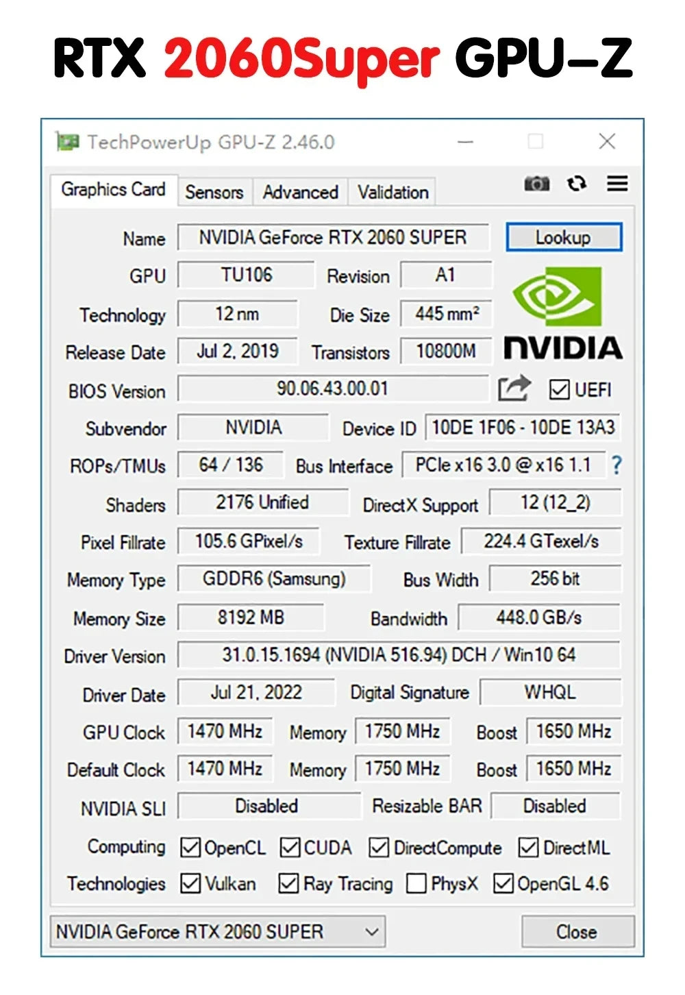 USED RTX 2060 Super 8GB Graphics Card Placa De Video GDDR6 256Bit GPU PCI-E 3.0x16 rtx 2060 super 8gb Gaming Card RGB Lighting - Chic Cart