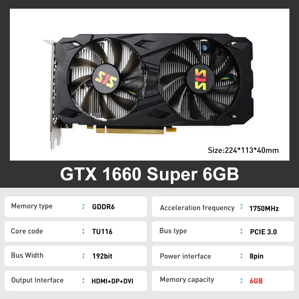 USED SJS GTX1660 Super 6GB rx 580 GTX 1660 S Super Gaming Graphics Card Video Card NVIDIA GPU GeForce RTX 2060Super - Chic Cart