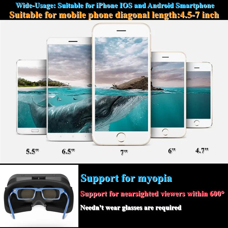 3D Virtual Reality VR Glasses For Phone Mobile Smartphones 7 Inch Headset Helmet With Controllers Game Wirth Real Viar Goggles - Chic Cart