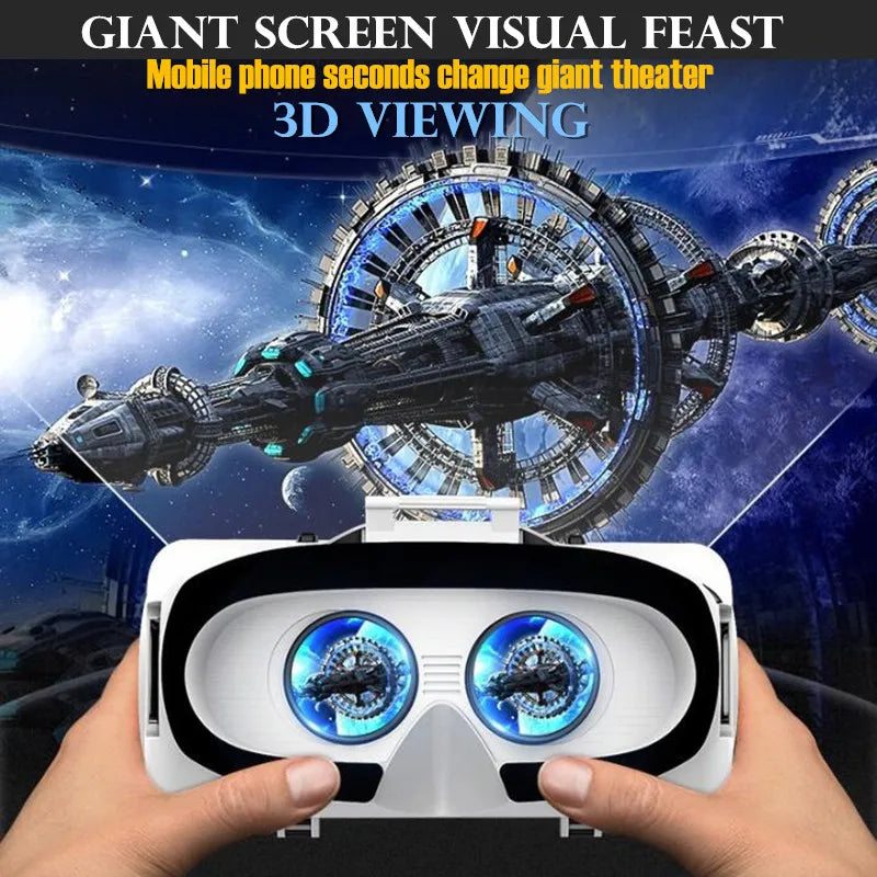 Virtual Reality VR Glasses IMAX Huge Screen 3D Glasses Google Cardboard Box VR Helmet for 4.5-6.53" Phone,Support Game Joysticks - Chic Cart