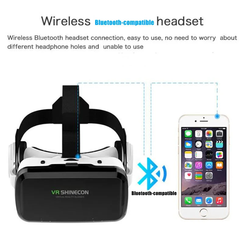 Wireless Virtual Reality Glasses IMAX Huge Screen 3D Glasses Google Cardboard Box VR Headset for 4.7-7.2" Phone,Support Gamepad - Chic Cart