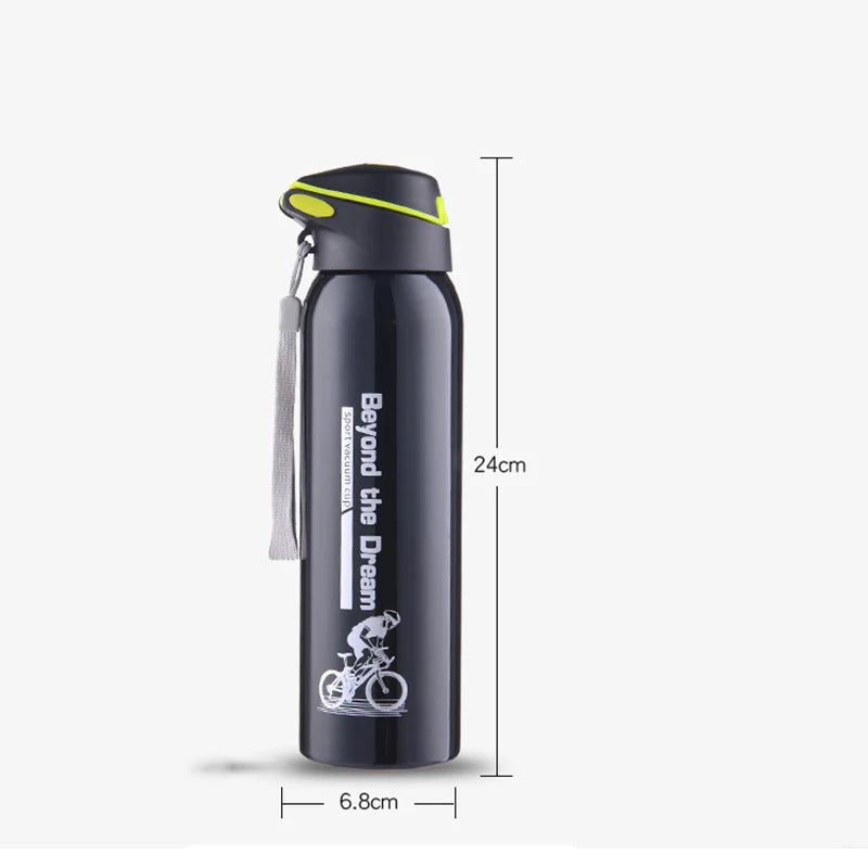 500ML Bicycle Water Bottle Vacuum Stainless Steel Cycling Water Bottle Double Walled Simple Thermo Mug Insulated With Straw - Chic Cart