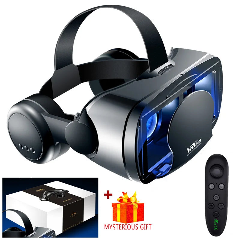 3D VR Headset Smart Virtual Reality Glasses Helmet for Smartphones Phone Lenses with Controllers Headphones 7 Inches Binoculars - Chic Cart