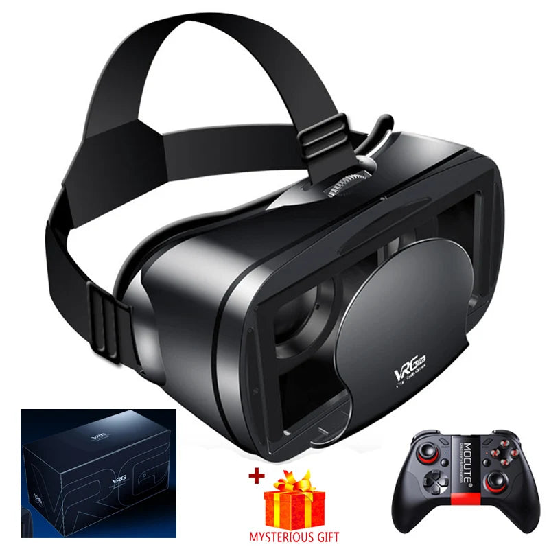 Virtual Reality 3D VR Headset Smart Glasses Helmet for Smartphones Cell Phone Mobile 7 Inches Lenses Binoculars with Controllers - Chic Cart