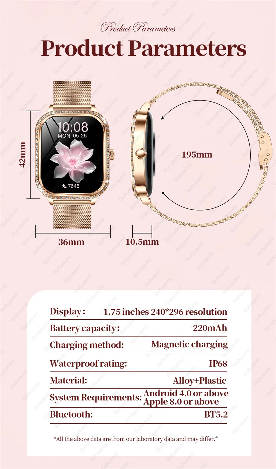 2025 New Lady Smart Watch Women AMOLED Curved Screen IP68 Waterproof Health Call Smartwatch For Samsung Huawei Apple Watch 4 ios - Chic Cart