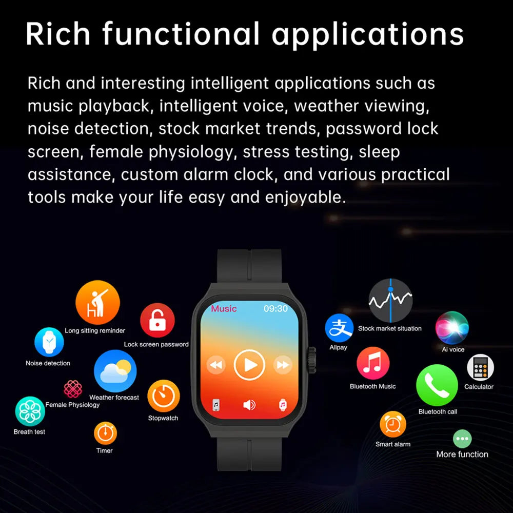 New AMOLED Smart Watch 1.96inch 3D Flexible Curved Screen Bluetooth Call Heart Rate NFC Waterproof Smartwatch For Android IOS - Chic Cart