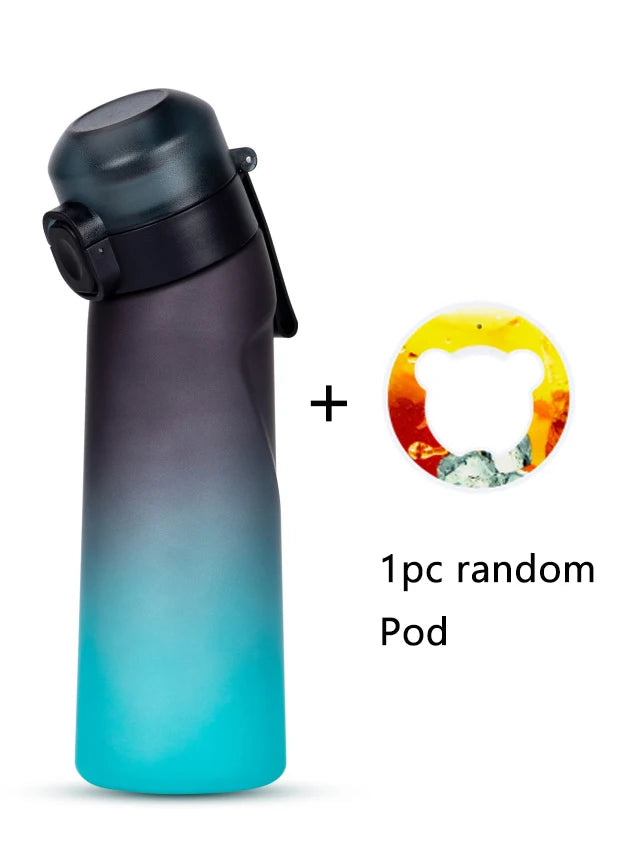 1pc 650ml Flavored Water Bottle with Random 1 Flavour Pods Air Water Bottle Frosted Black Air Camping Sport Fitness Cup - Chic Cart