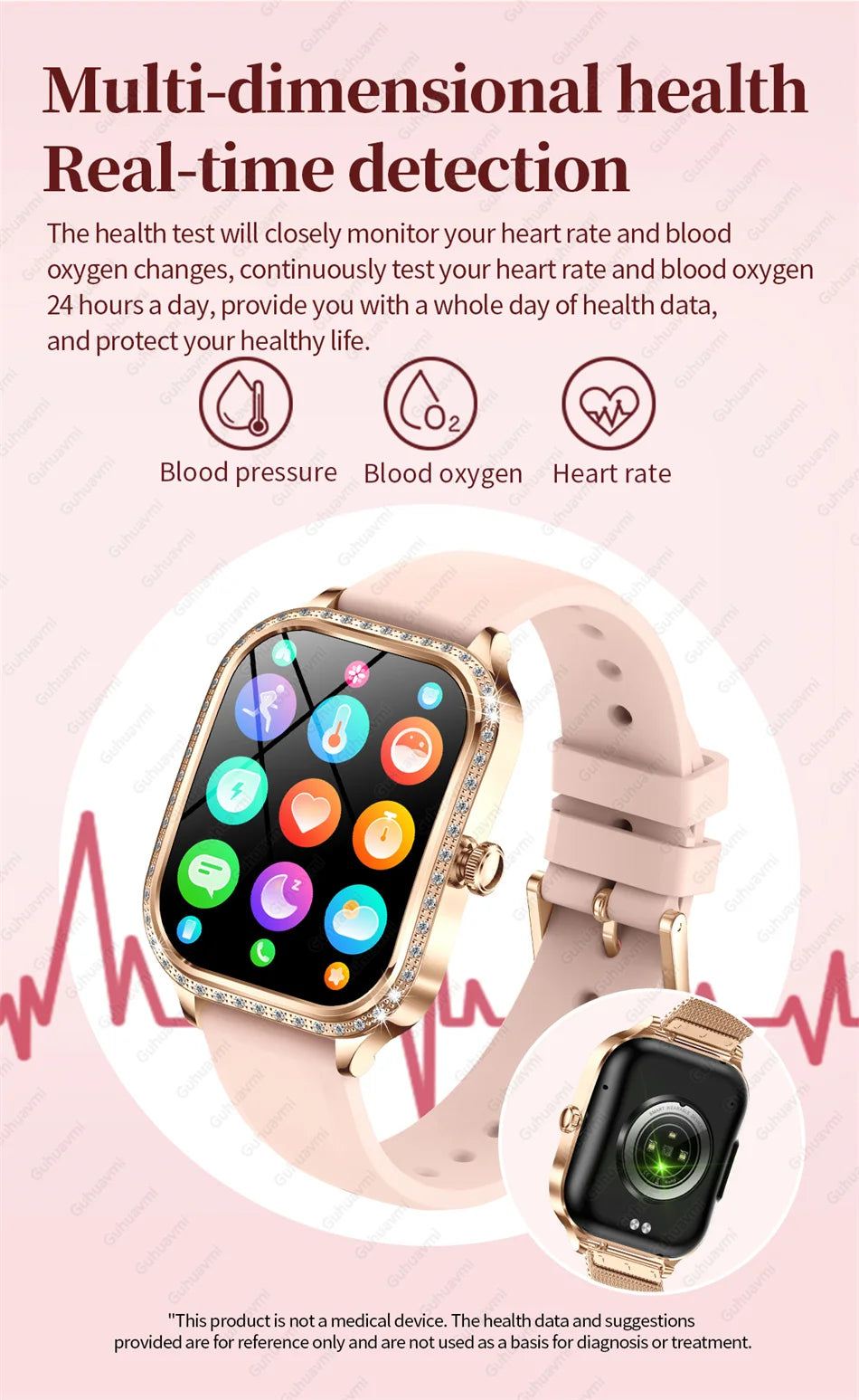 2025 New Lady Smart Watch Women AMOLED Curved Screen IP68 Waterproof Health Call Smartwatch For Samsung Huawei Apple Watch 4 ios - Chic Cart