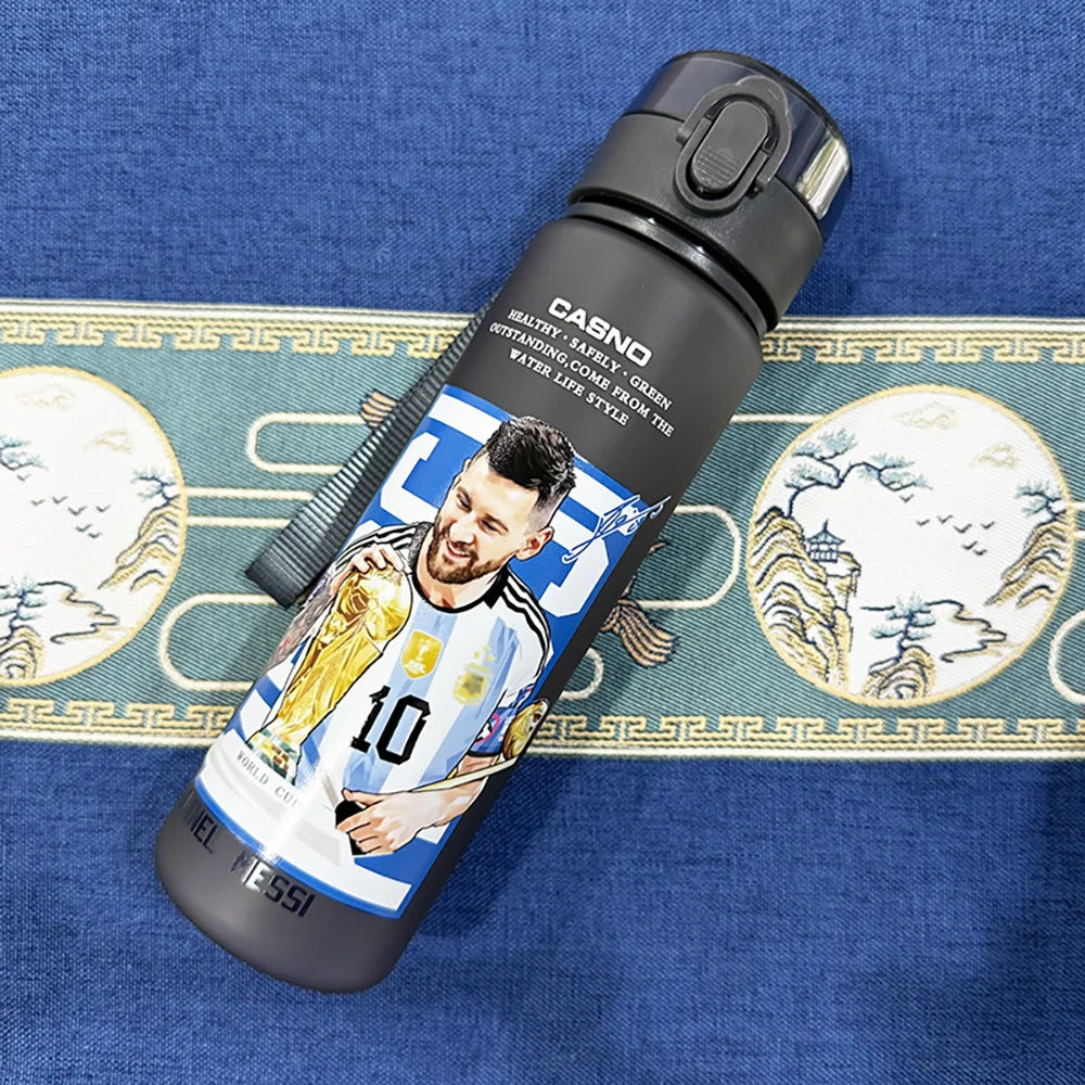 560MLFootball Star Messi Ronaldo Neymar Large Capacity Children Water Cup Portable Plastic Outdoor Sport Water Bottl Gift - Chic Cart