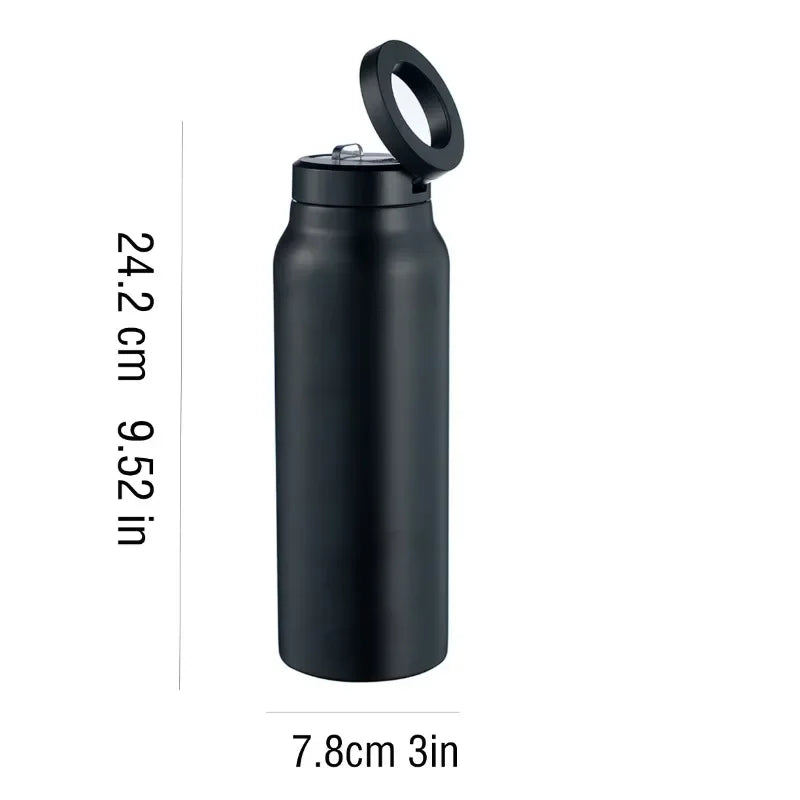 24 Oz Insulated Stainless Steel Sports Bottle Insulated Mug with Magnetic Phone Holder Outdoor Sports Water Bottle - Chic Cart