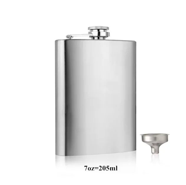 LMETJMA 10 oz Stainless Steel Hip Flask with Funnel Pocket Hip Flask Alcohol Whiskey Hip Flask Screw Cap KC0139 - Chic Cart